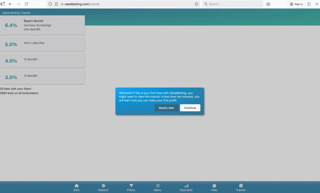 RebelBetting tutorial steg 1